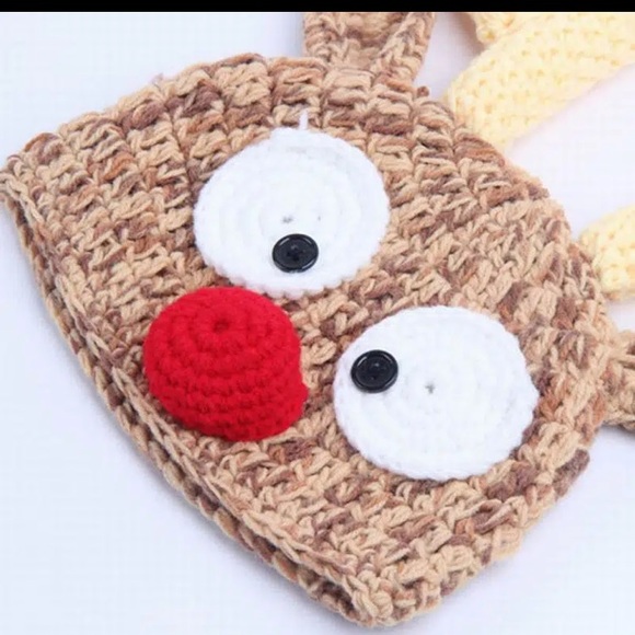 FINAL DROP 🚨 NEW crochet baby Christmas reindeer Rudolph deer themed beanie hat - Picture 2 of 3